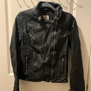 Faux-leather moto jacket